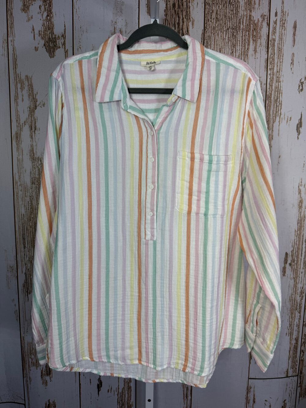 A.N.A. Gauzy Cotton Striped Button Up Shirt. Size XXL. Excellent condition!